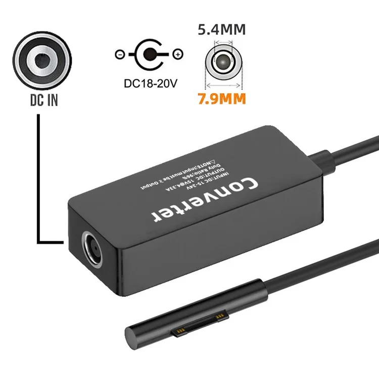 PW-016-7954MM DC 7.9x5.4мм 65Вт 20В 15В-24В до Surface Pro 3 / 4 / 5 / 6 / 7 / 8 / 9 Зарядное устройство Конвертер Адаптер питания