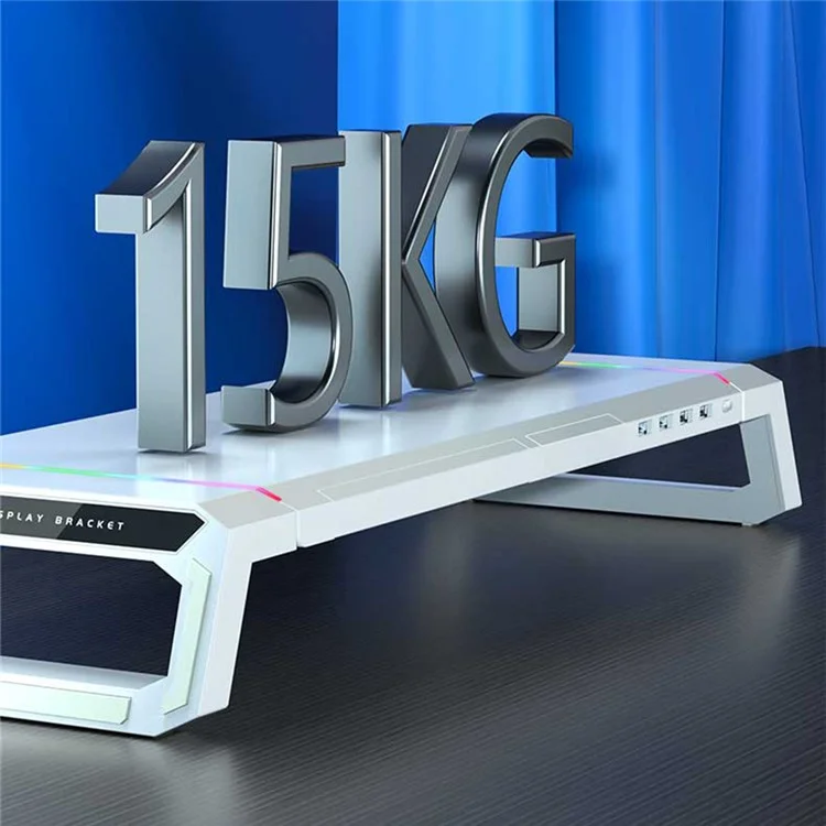 T1 RGB Light Desktop Computer Monitor Stand Monitor Base Riser Bracket mit 4 USB2.0-Anschlüssen - Schwarz
