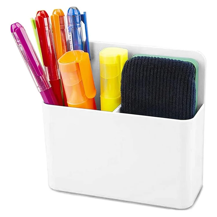 Magnetic Blackboard Dry Erase Marker Holder Fridge Whiteboard Marker Pen Chalk Stationery Storage Box - White