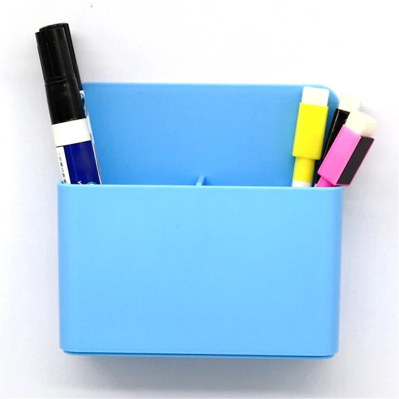 Magnetic Blackboard Dry Erase Marker Holder Fridge Whiteboard Marker Pen Chalk Stationery Storage Box - Blue