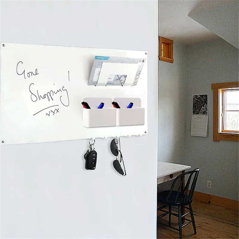 Magnetic Blackboard Dry Erase Marker Holder Fridge Whiteboard Marker Pen Chalk Stationery Storage Box - Blue