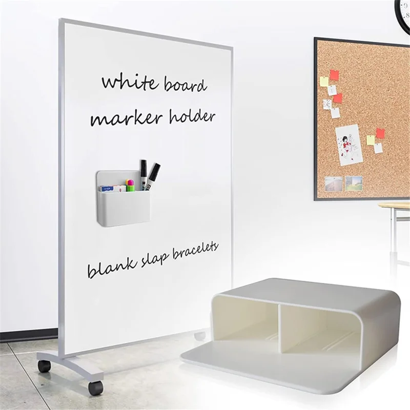 Magnetic Blackboard Dry Erase Marker Holder Fridge Whiteboard Marker Pen Chalk Stationery Storage Box - Blue