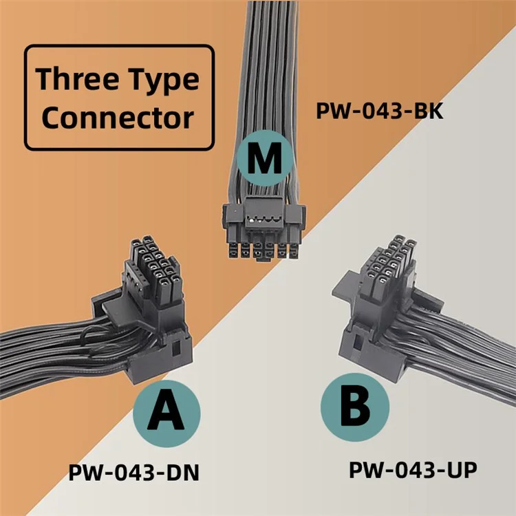 PW-043-BK 12VHPWR ATX3.0 PCI-E 5.0 Cable de Extensión Modular de Potencia Para 3080 3090TI PSU 16pin 12+4P Tarjeta Gráfica