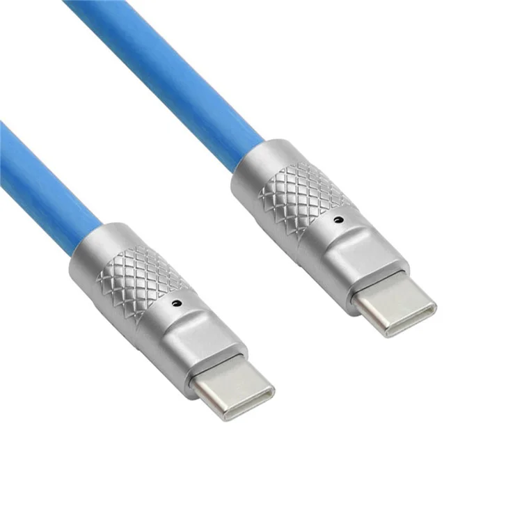 UC-003-0R-1.0M 1m USB Типа C до USB-C Жидкий Силиконовый Силиконовый Ультрафт-soft 120 вт Кабель Быстрого Зарядки - Синий