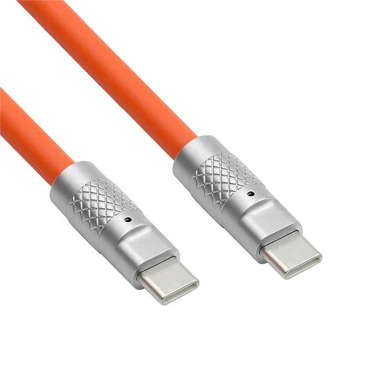 UC-003-0R-1.0M 1m USB Типа C до USB-C Жидкий Силиконовый Силиконовый Ультрафт-soft 120 вт Кабель Быстрого Зарядки - Апельсин