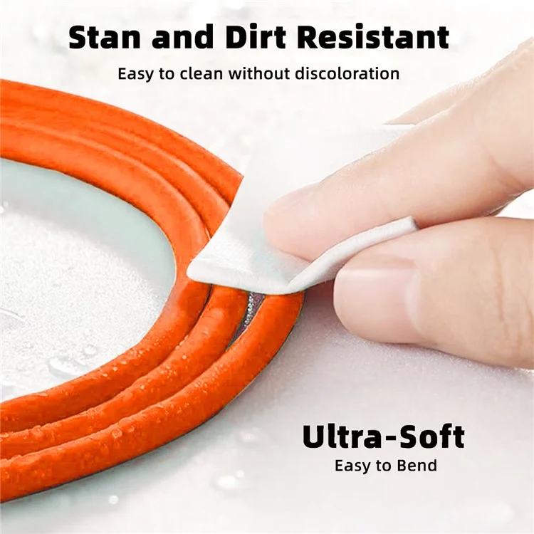 UC-003-0R-1.0M for iPhone 15 Series 1m USB Type C to USB-C Liquid Silicone Ultra Soft 120W Fast Charge Data Cable - Orange