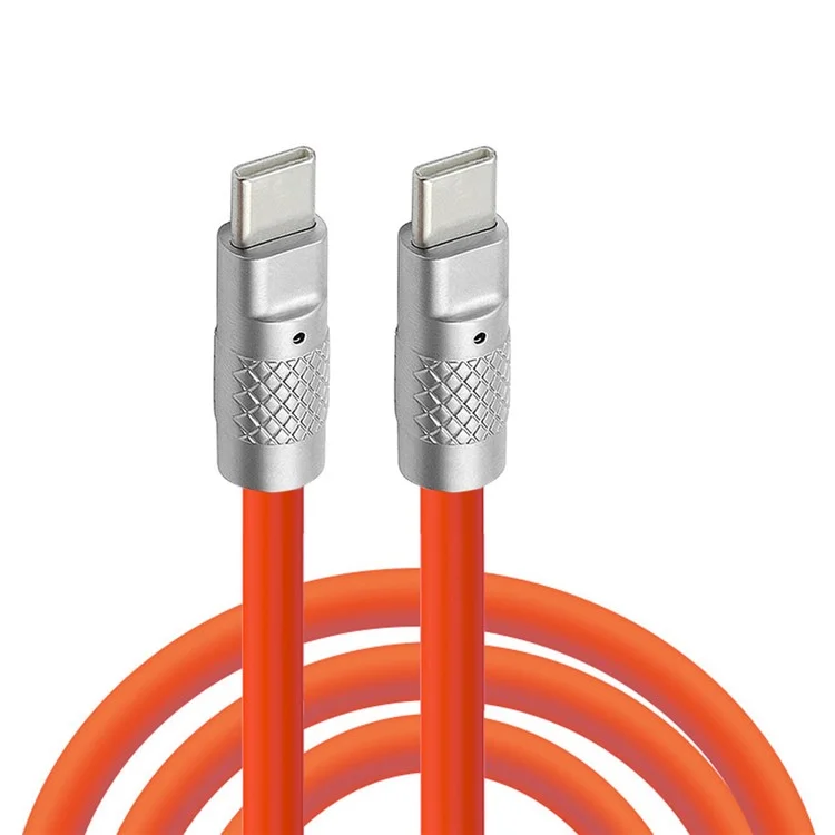 UC-003-0R-2.0M for iPhone 15 Series 2m USB Type C to USB-C 120W Fast Charge Cord Ultra Soft Liquid Silicone Data Cable - Orange