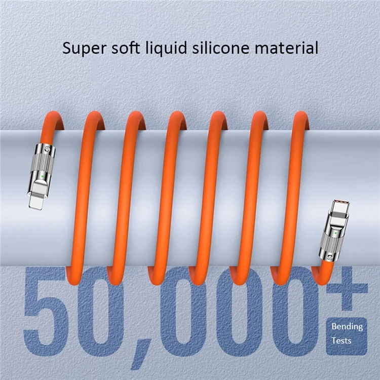 UC-003-0R-2.0M for iPhone 15 Series 2m USB Type C to USB-C 120W Fast Charge Cord Ultra Soft Liquid Silicone Data Cable - Orange