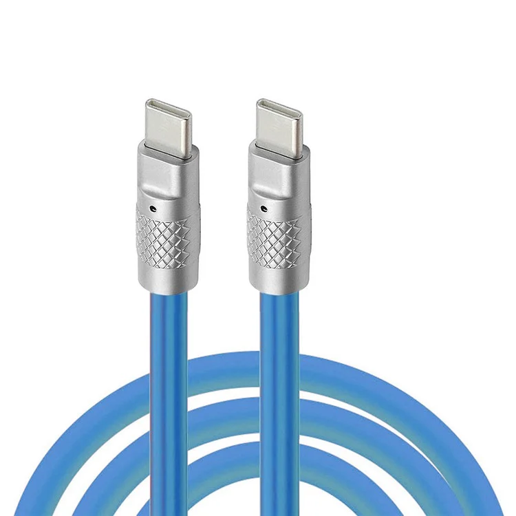 UC-003-0R-2.0M 2m USB Type C Vers USB-C 120W Cordon de Charge Rapide Ultra Soft Liquid Silicone Data Cable - Bleu