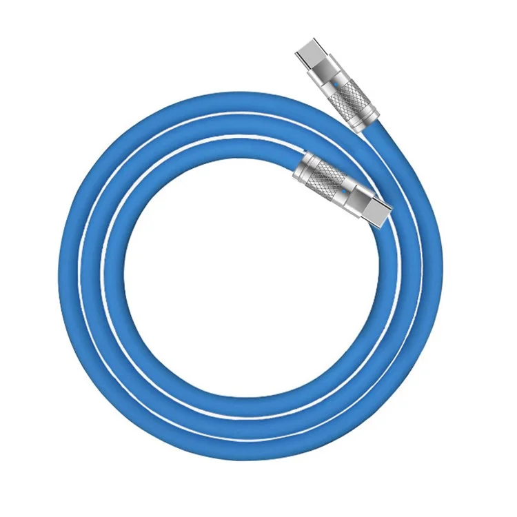 UC-003-0R-2.0M for iPhone 15 Series 2m USB Type C to USB-C 120W Fast Charge Cord Ultra Soft Liquid Silicone Data Cable - Blue