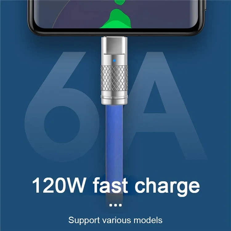 UC-003-0R-2.0M 2m USB Type C Vers USB-C 120W Cordon de Charge Rapide Ultra Soft Liquid Silicone Data Cable - Bleu