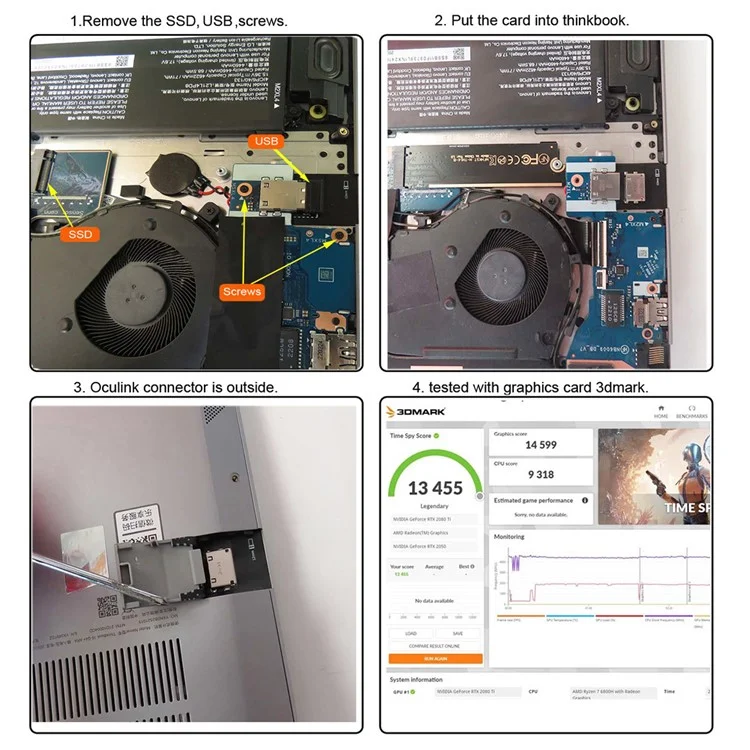 PCI-E 3.0 M.2 M-key zu Oculink SFF-8612 SFF-8611 Host-Adapter für ThinkBook 16+ Laptop Externe Grafikkarte & SSD