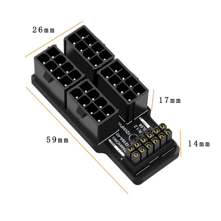 12VHPWR ATX3.0 PCI-E 5.0 Power Modular Adapter to 4 ATX 8Pin Down Angled 90 Degree for 4080 5090TI 16Pin 12+4P Graphics Card