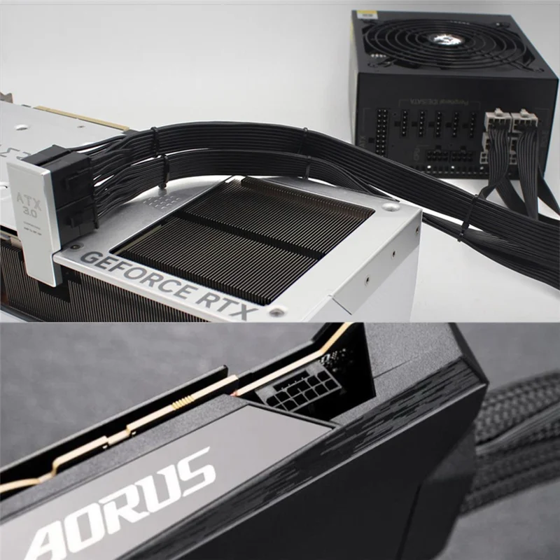 12VHPWR ATX3.0 PCI-E 5.0 Power Modular Adapter to 4 ATX 8Pin Down Angled 90 Degree for 4080 5090TI 16Pin 12+4P Graphics Card