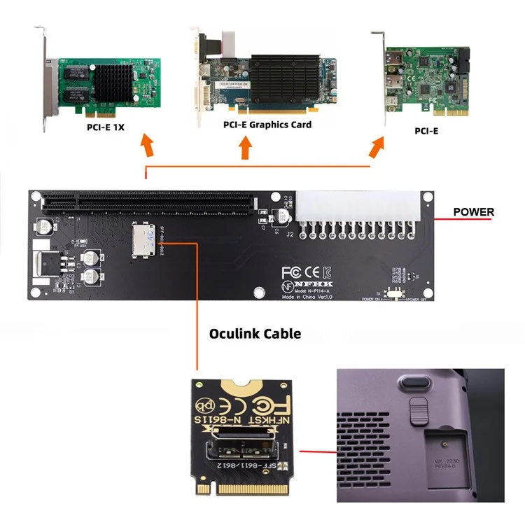PCI-E 3.0 M.2 M-key to Oculink Host Adapter for GPD WIN Max2 External Graphics Card & SSD