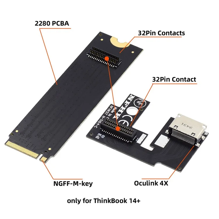 PCI-E 3.0 M.2 M-key zu Oculink SFF-8612 SFF-8611 Host-Adapter für ThinkBook 14+ Laptop Externe Grafikkarte & SSD