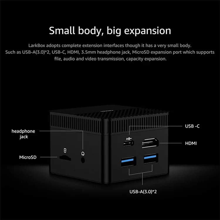 CHUWI LarkBox Pro 4GB DDR4 / 128G EMMC Mini PC Host Tragbarer Computer mit Mehrfachanschlüssen - US-Stecker