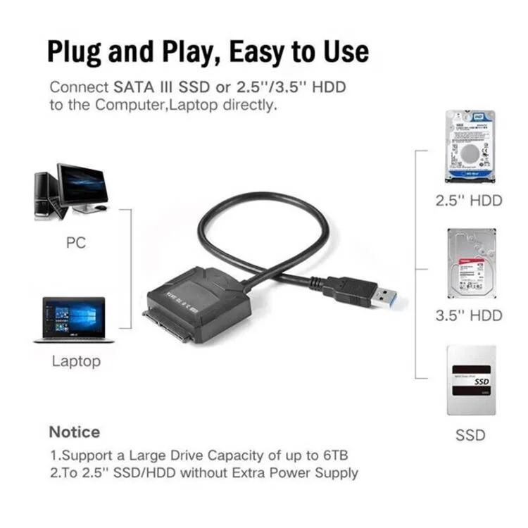 U3-027-OD USB 3.0 to Angled SATA 22 Pin Adapter Cable for 2.5", 3.5" Hard Disk Drive SSD for Desktop Laptop