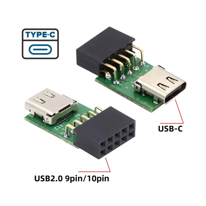 UC-141-TC001 Single Port Type-C 3.1 Female to USB 2.0 Motherboard 9Pin 10Pin Adapter PCBA 480Mbps