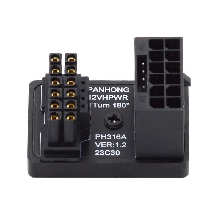 PW-036-DN 12VHPWR ATX3.0 PCI-E 5.0 16 broches 12P+4P Adaptateur Mâle vers Femelle Coudé 360 Degrés pour Carte Graphique 4080 5090TI