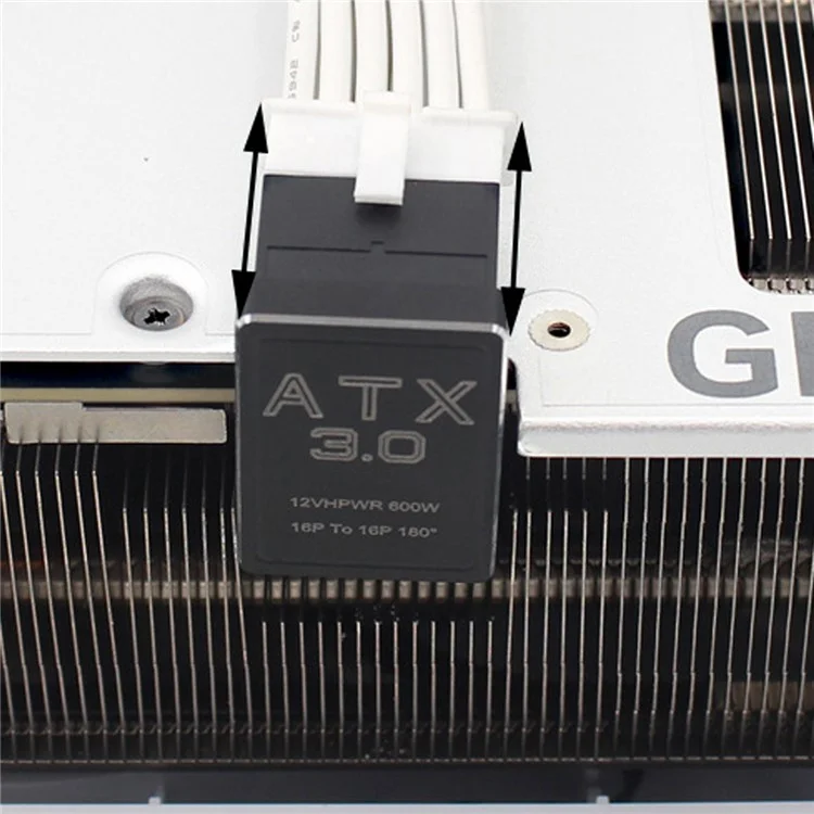 PW-036-DN 12VHPWR ATX3.0 PCI-E 5.0 16 broches 12P+4P Adaptateur Mâle vers Femelle Coudé 360 Degrés pour Carte Graphique 4080 5090TI