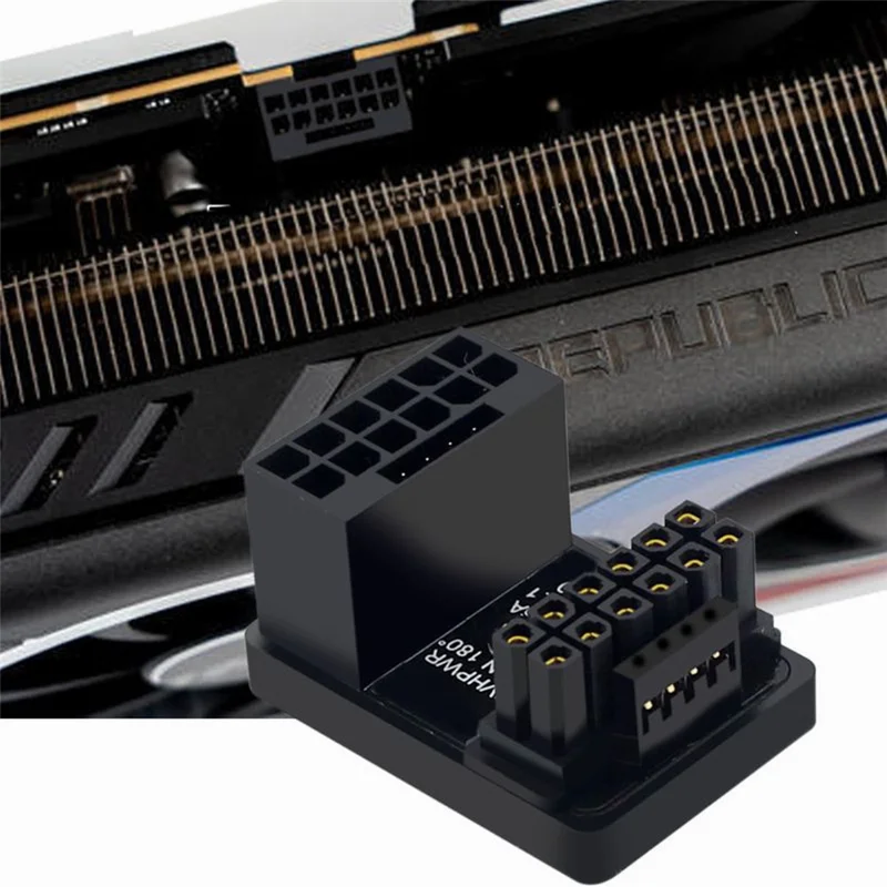 PW-036-UP 12VHPWR 360 Degree Angle Adapter PCI-E 5.0 1ATX3.0 16Pin 12P+4P Female to Male Adapter for 4080 5090TI Graphics Card