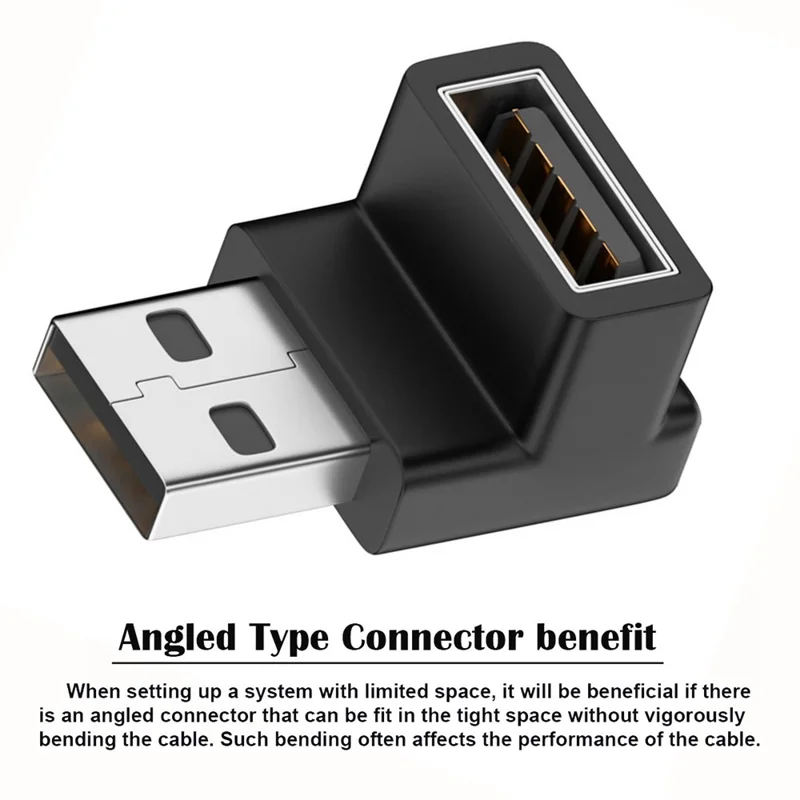 U3-018-DN 10Gbps USB3.0 Male to USB3.0 Female Adapter 90 Degree Angled Type Video Adapter