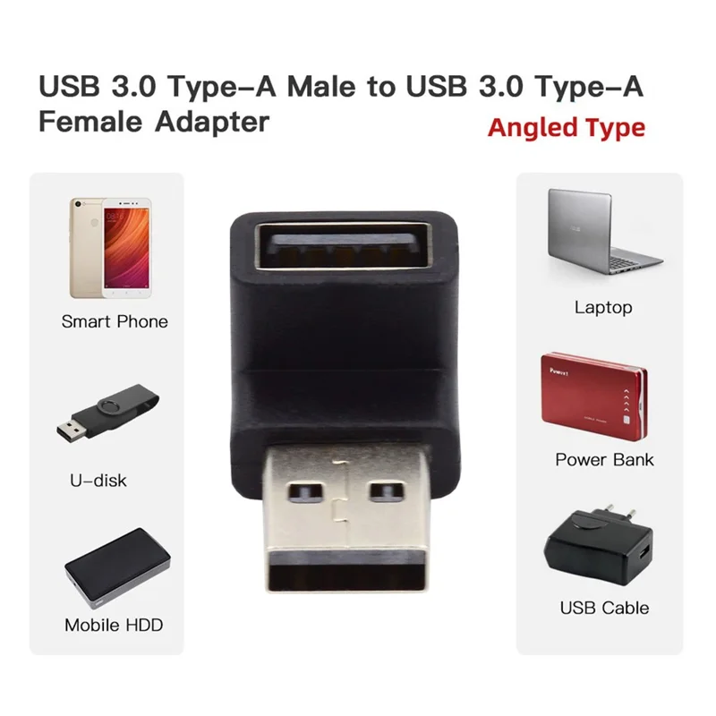 U3-018-DN 10Gbps USB3.0 Male to USB3.0 Female Adapter 90 Degree Angled Type Video Adapter