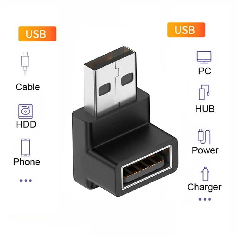 U3-018-DN 10Gbps USB3.0 Male to USB3.0 Female Adapter 90 Degree Angled Type Video Adapter