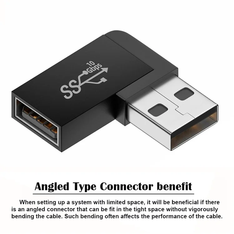 U3-018-LF 10gbps USB3.0 Adaptador de Extensão Masculino Para Fêmea de 90 Graus Adaptador de Vídeo do Tipo Angular Esquerdo