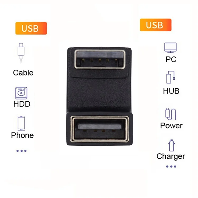 U3-018-OU Adaptateur USB3.0 mâle vers femelle 10 Gbps Rallonge Puissance Données Vidéo Forme en U Inverse Coudé