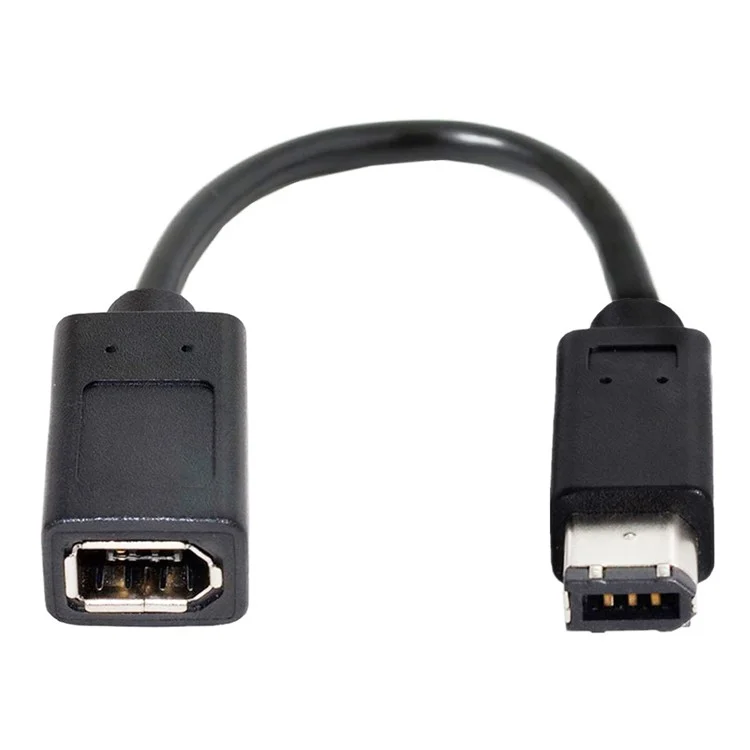 CA-001 Câble de rallonge de données Firewire 400 vers 400 de 20 cm, connecteur femelle IEEE 1394 6 broches vers connecteur mâle 1394a 6 broches - Noir