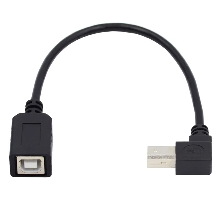 U2-068-UP 20cm Elbow Type B Male USB 2.0 to Female Extension Cable 480Mbps Data Transfer for Printer Scanner Disk