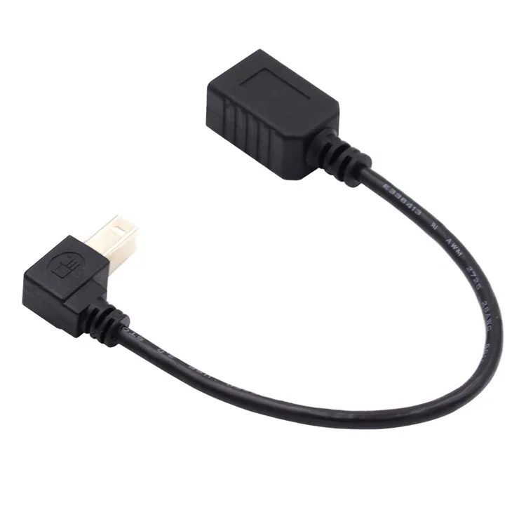 U2-068-UP 20cm Elbow Type B Male USB 2.0 to Female Extension Cable 480Mbps Data Transfer for Printer Scanner Disk