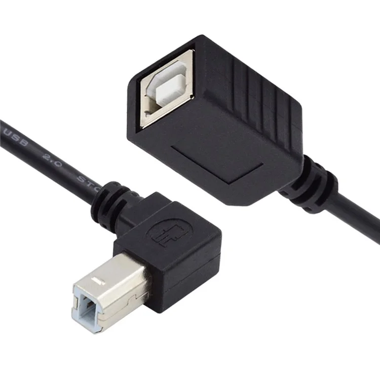 U2-068-UP 20cm Elbow Type B Male USB 2.0 to Female Extension Cable 480Mbps Data Transfer for Printer Scanner Disk