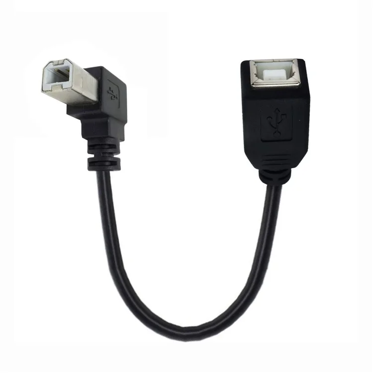 U2-068-UP 20cm Elbow Type B Male USB 2.0 to Female Extension Cable 480Mbps Data Transfer for Printer Scanner Disk