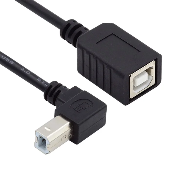 U2-068-UP 20cm Elbow Type B Male USB 2.0 to Female Extension Cable 480Mbps Data Transfer for Printer Scanner Disk