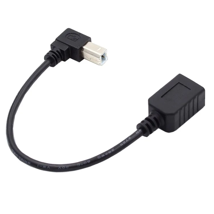 U2-068-DN 20cm Down Angled Printer Cable USB 2.0 Type-B Male to Female Extension Cord
