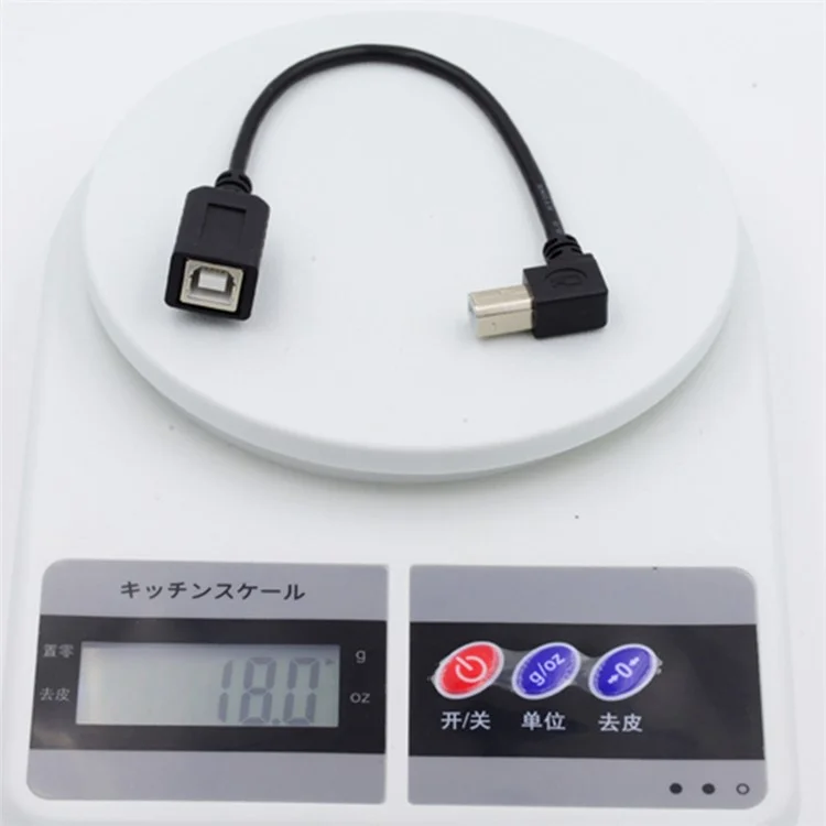 U2-068-LE 20cm Left Angled Design USB 2.0 Type-B Male to Female Adapter Cord Tangle-Free Printer Extension Cable
