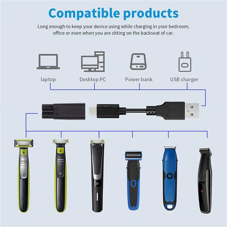 6Pcs / Set UC-150 5V Type-C Female to 2 Pin Adapter Kit Charger Adapter for Electric Hair Clipper Shavers