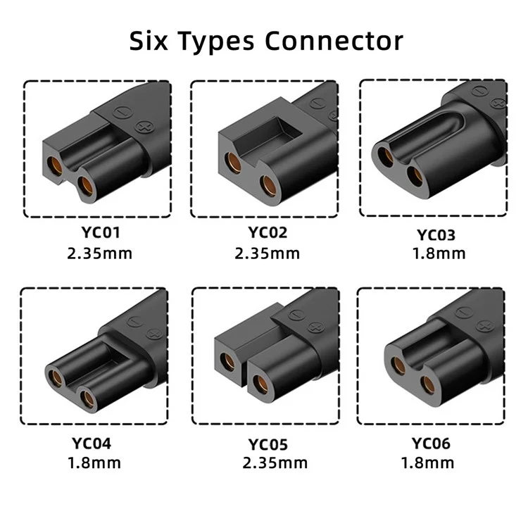 6Pcs / Set UC-150 5V Type-C Female to 2 Pin Adapter Kit Charger Adapter for Electric Hair Clipper Shavers