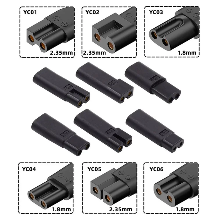 6Pcs / Set UC-150 5V Type-C Female to 2 Pin Adapter Kit Charger Adapter for Electric Hair Clipper Shavers