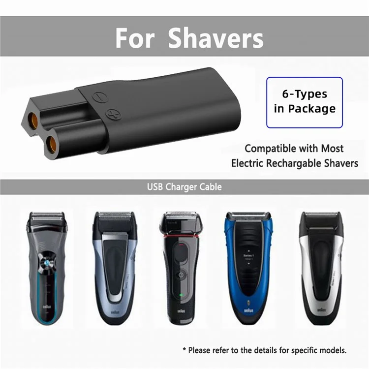 6Pcs / Set UC-150 5V Type-C Female to 2 Pin Adapter Kit Charger Adapter for Electric Hair Clipper Shavers