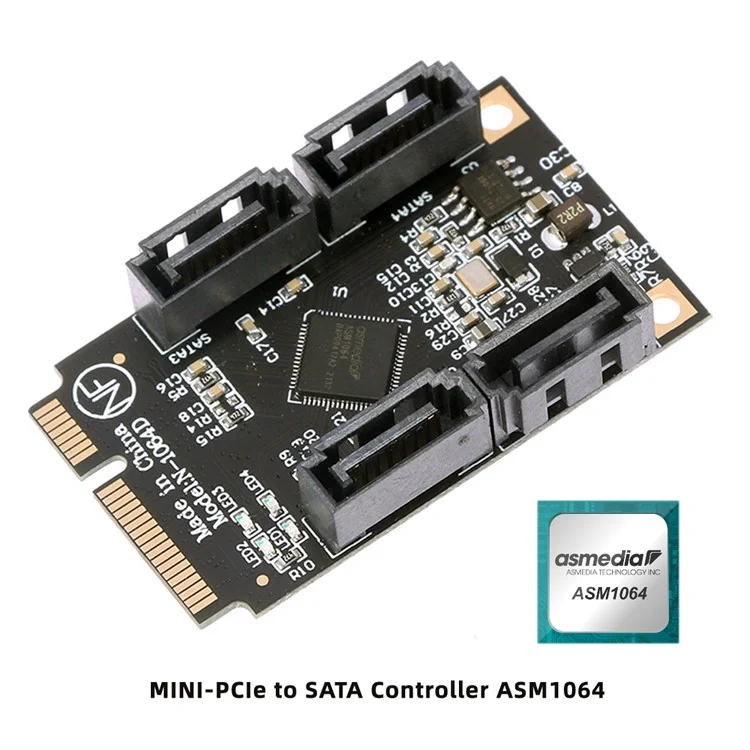 SA-033-4P Mini PCI-E to SATA 3.0 Four Ports Converter 6Gbps PCI Express SSD Adapter Card
