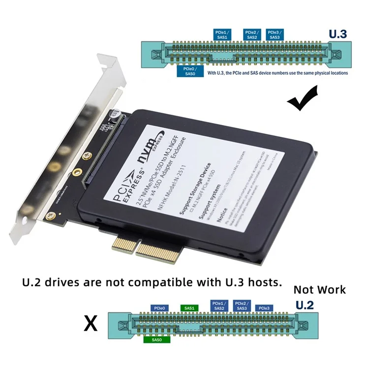SA-083 PCI-E 4.0x4 Lane to U.3 Kit SFF-8639 Host Adapter for Motherboard PM1735 NVMe PCI-E SSD