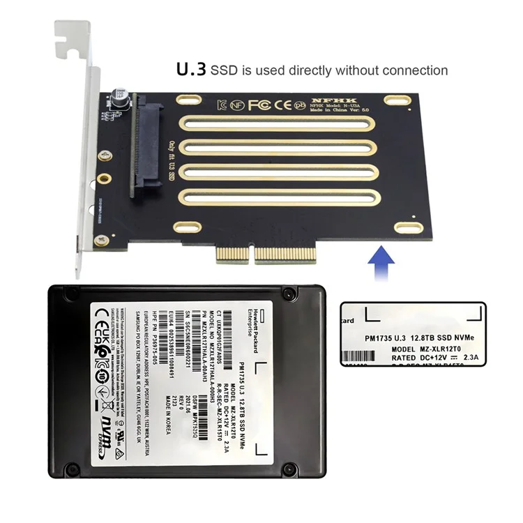 SA-083 PCI-E 4.0x4 Lane to U.3 Kit SFF-8639 Host Adapter for Motherboard PM1735 NVMe PCI-E SSD