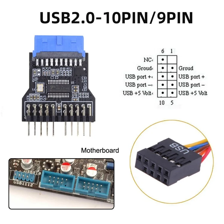 U3-022 Placa Base 19pin USB 3.0 Encabezado 1 a 2 USB2.0 9pin Extensión de Extensión Adaptador de Conector