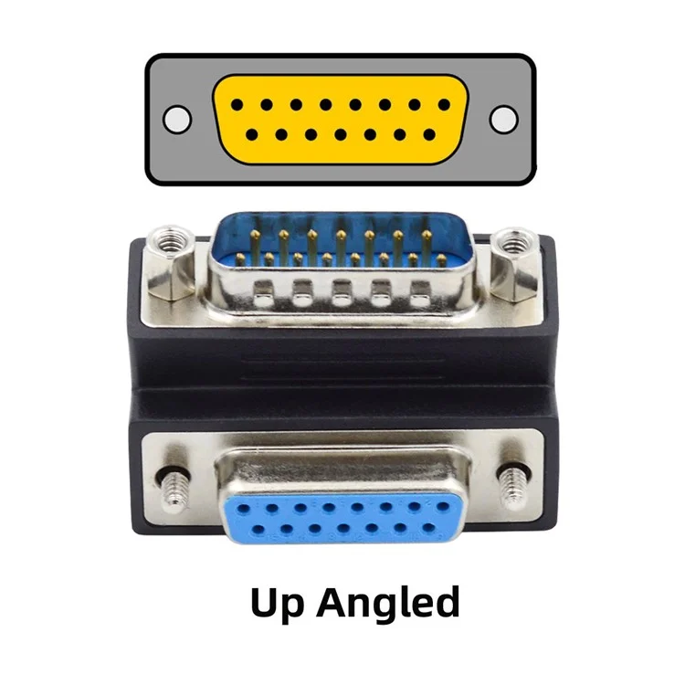 DB-017-UP 90 Degree Angled DSUB D-subminiature 15Pin Male Nut to Female Screw Adapter DB Connector