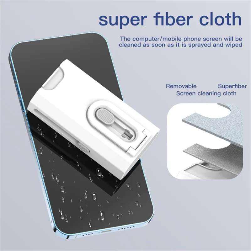 Q8 Bluetooth-compatible Headset Keyboard Screen Cleaning Tools Kit Dust Removal Pen Brush Key Puller Set - Black