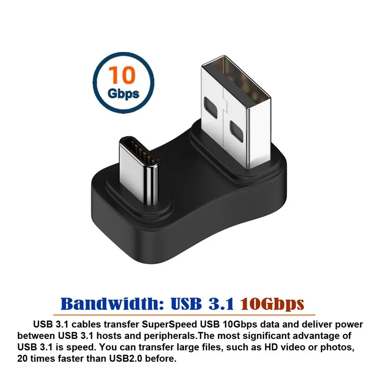 UC-070-TC008 USB 3.0 Type-A Male to USB 3.1 Type-C Male Data Sync 10Gbps Charge Adapter for Laptop Phone